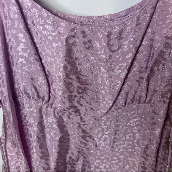 Motel Women’s Purple Leopard Darla Side-Tie Mini Slip Dress, Size XS - Picture 9 of 13